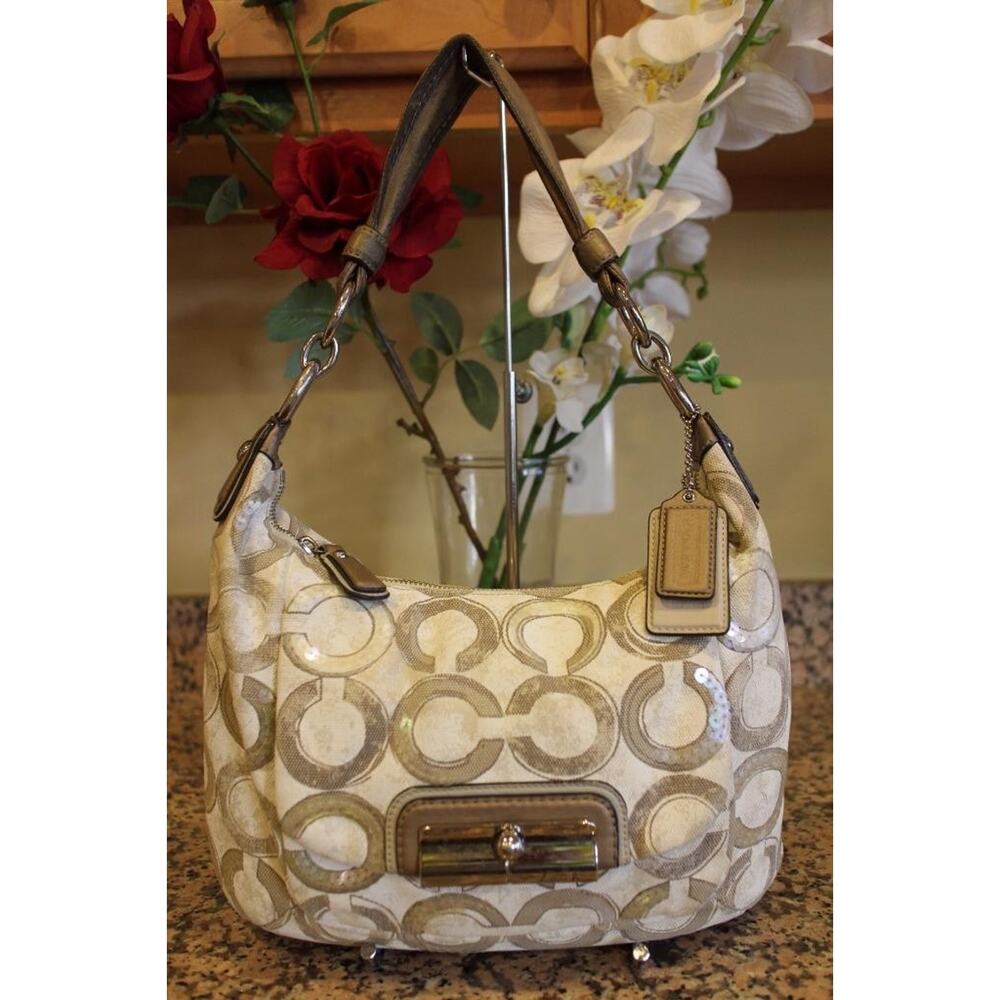 Coach Kristin Sequin Op Art Shoulder Hobo Bag Purse 16791(Pu100